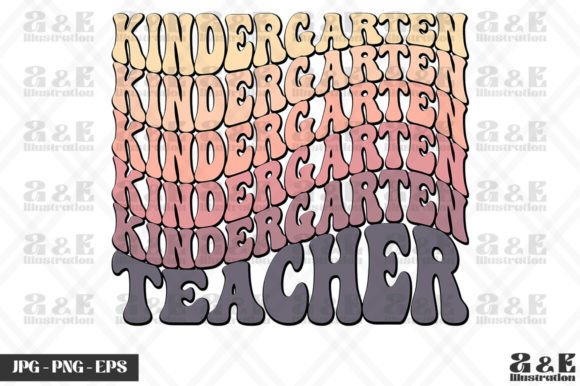 Retro Kindergarten Teacher Wavy Words